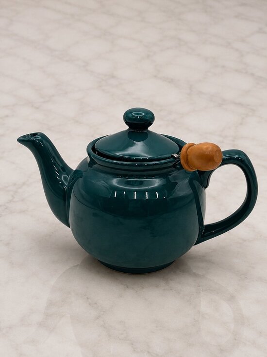 Nikko Ceramics Other - Dark Green Ceramic Teapot w/Stainless Steel Infuser & Wooden Handle Lid – Modern